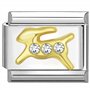 Quiges - Module de breloque de style italien de 9 mm en acier inoxydable et zircone - Horoscope Capricorne pour bracelets italie