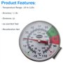 Brannan Thermomètre à lait mousseux avec sonde en acier inoxydable 175 mm et clip Barista Café
