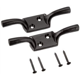 Bulk Hardware BH00403 Paquet de 2 - Taquets d'amarrage poli 100 mm Noir