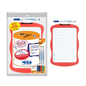 BIC Velleda Ardoise Ecolier Double Face Effaçable à Sec (20 x31 cm) avec 4 Feutres Effaçables à Sec et Effacette - Lot de 1 - co BIC Velleda Ardoise Ecolier Double Face Effaçable à Sec (20 x31 cm) avec 4 Feutres Effaçables à Sec et Effacette - Lot de 1 - co