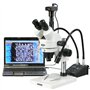 7 X -90 X microscope stéréo d'inspection trinoculaire à Puissance de zoom + col de cygne lumières LED