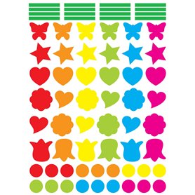Gommettes MegaCrea DIY - Formes et Couleurs Assorties - 140 pièces - Autocollant - Enfant - Arc-en-ciel - Multicolore - Scrapboo