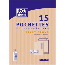 Oxford 100105175 Enveloppe auto-adhésive 162x229 90Gx15 Kraft blond