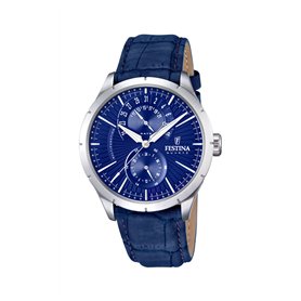 Montre FESTINA pour Homme F16573/7 Correa Clasico Boîtier en Acier Inoxydable Gris Bracelet en Cuir Bleu