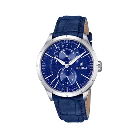 Montre FESTINA pour Homme F16573/7 Correa Clasico Boîtier en Acier Inoxydable Gris Bracelet en Cuir Bleu