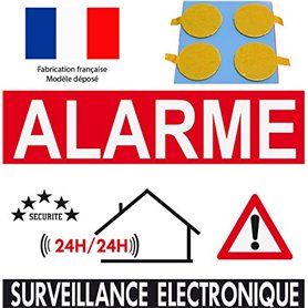 Panneau de dissuasion alarme surveillance électronique 150x100mm (pastilles double face offerte)