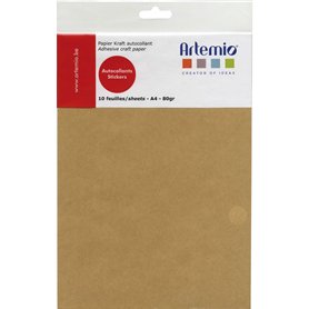 Artemio 13020035 Set de 10 Feuilles de Papier Adhésives A4 Kraft Papier Multicolore 21 x 0