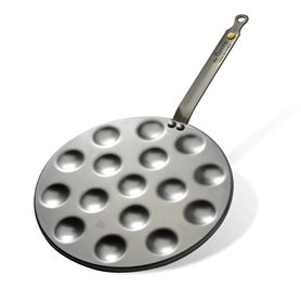 De Buyer - Poêle à Poffertjes en tôle d'acier MINERAL B - 27 cm - 16 emp. - Fabriquée en France