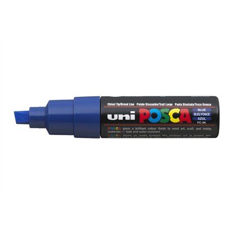 UNI-BALL Lot de 6 Marqueurs Pte large biseautée POSCA PC8K 8mm Bleu Foncé