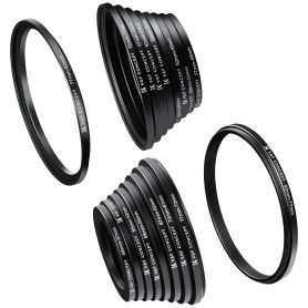 K&F Concept 18pcs Stepping Ring Adaptateur Filtre Bague d'adaptation Anneaux de lentille -9pcs Kit de Step Up Anneau et 9pcs Kit