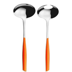 BUGATTI GLOU-021F14/15 Glamour Lot de 2 Pièces Service de Salade SAN/Acier Orange 16 x 26 x 3 cm