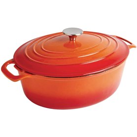 Vogue GH311 Cocotte ovale en fonte Orange 110 x 243 x 295 mm 5 l