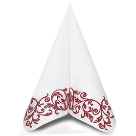 Rob Bordo Lot de 50 serviettes de table pliées avec ornement Rouge foncé 40 x 40 cm
