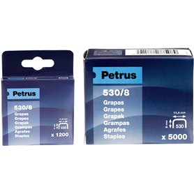 PETRUS 77516 - Caja 1200 ud. grapas cobreadas modelo 530/12 mm
