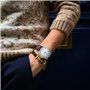 Gute Classic Winner Montre mécanique pour homme avec cadran blanc et aiguilles bleues - Bracelet en polyuréthane - Remontage aut