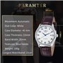 Gute Classic Winner Montre mécanique pour homme avec cadran blanc et aiguilles bleues - Bracelet en polyuréthane - Remontage aut