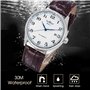 Gute Classic Winner Montre mécanique pour homme avec cadran blanc et aiguilles bleues - Bracelet en polyuréthane - Remontage aut