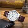 Gute Classic Winner Montre mécanique pour homme avec cadran blanc et aiguilles bleues - Bracelet en polyuréthane - Remontage aut