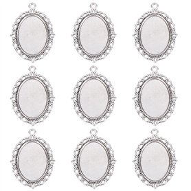 PH PandaHall Lot de 10 Supports Pendentifs Ovales en Alliage Plateau de Collier pour Cabochon/Medaillon/Camee