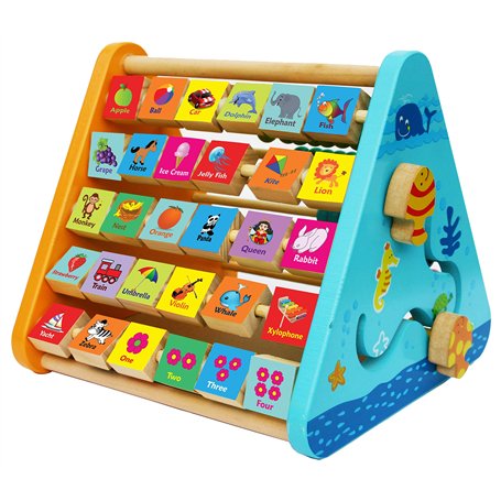 TOWO Centre activité bébé multijeux Montessori - Triangle activité en bois - Boulier