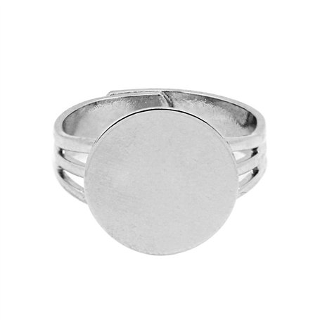 HOUSWEETY 10 Supports de Bague Reglable Plateau Rond Couleur Moins Brillant 18mm