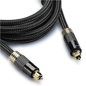 FosPower Câble Optique Audio Toslink - Cordon Fibre Optique Audio Plaqué Or 24K pour Home Cinema