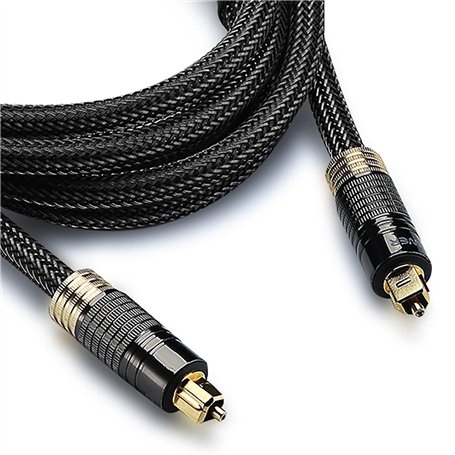 FosPower Câble Optique Audio Toslink - Cordon Fibre Optique Audio Plaqué Or 24K pour Home Cinema