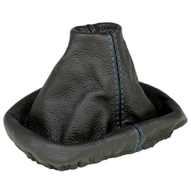 L&P A0035 Soufflet Sac Manchette manchon de commutation 100% cuir véritable veritable noir noire couture fil bleu bleue transmis