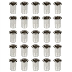 25 Acier inoxydable Rivets - Écrou Aveugle Inox Tête Plate M8 Sachet de inserts filetés SSRN008