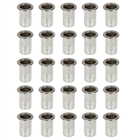 25 Acier inoxydable Rivets - Écrou Aveugle Inox Tête Plate M8 Sachet de inserts filetés SSRN008