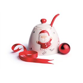 Excelsa Xmas Country Style Sucrier en céramique Blanc/Rouge