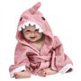 Serviette à Capuche Bébé Lexikind : Peignoir De Bain En Tissu Éponge Pour Garçon Et Fille (Requin Rose)
