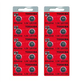 20 piles alcalines Toshiba LR1130 boutons rechargeables