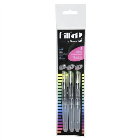 GRAPHIT Fill’It Set de 3 pinceaux à réservoir de 5ml pour encres acryliques ou à alcool