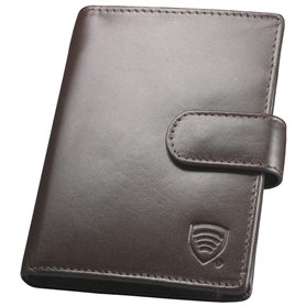 Portefeuille cuir marron compartiments rabattables