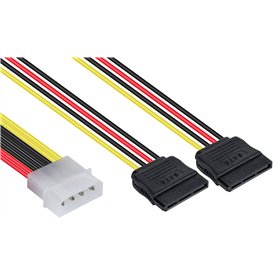 POPPSTAR 1x 10 cm Adaptateur d'alimentation Sata 3 Câble en Y (répartiteur de câble d'alimentation - 1x 4-pin Molex mâle vers 2X