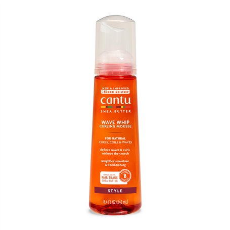 Cantu - Mousse Coiffante Wave Whip - Définition des Boucles Naturelles - Anti-Frisottis et Nourrissant - Sans Sulfates