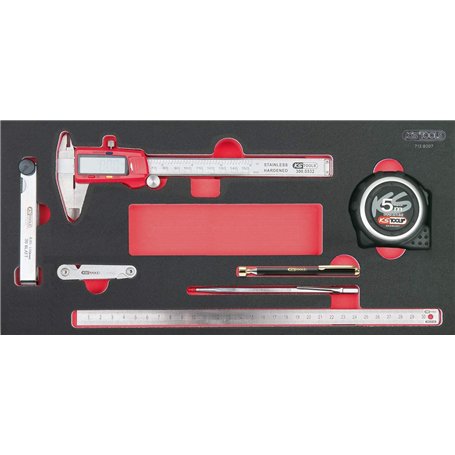 KS Tools 713.8007 - Module d'outils de mesure - Pour servantes et établis - Empreinte des outils découpée au laser - Mousse impu