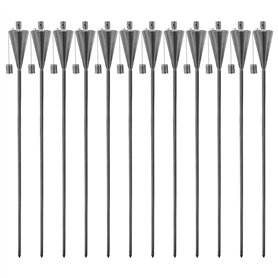 Harbour Housewares Torches de Jardin en Métal - Cône - Paquet de 12 - Torches de Jardin Argentées de 146 cm Éclairage Extérieur