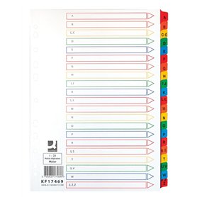 Intercalaires Q-CONNECT Mylar Carton A4 225x297mm A-Z 21 Feuilles Index Laminé Couleurs Assorties / / Type-A4 / Type-Index Lamin
