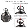 JewelryWe Montre de Poche Ronde Quartz Fantaisie Hippocampe Chiffres Romains Pendentif Collier Alliage pour Homme et Femme Coule