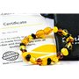 unisex Collier Ambre 33cm.+Bracelet 14cm.- 100% Plus Haute Qualité Certifié l'Ambre la Baltique Authentique Collier Perles de Pl