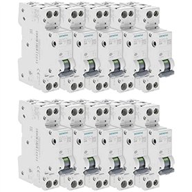 Lot de 10 Disjoncteurs électriques phase + neutre 20A
