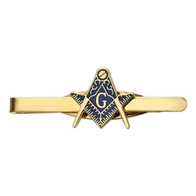 BOBIJOO JEWELRY - Pince à cravate franc-maçon Métal Or Bleu Equerre Compas G