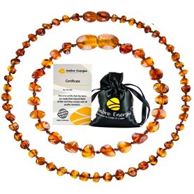 Collier unisex Ambre 33cm.+Bracelet 14cm.- 100% Plus Haute Qualité Certifié l'Ambre la Baltique Authentique Collier Perles de Pl