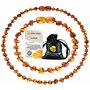Collier unisex Ambre 33cm.+Bracelet 14cm.- 100% Plus Haute Qualité Certifié l'Ambre la Baltique Authentique Collier Perles de Pl