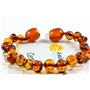 Collier unisex Ambre 33cm.+Bracelet 14cm.- 100% Plus Haute Qualité Certifié l'Ambre la Baltique Authentique Collier Perles de Pl