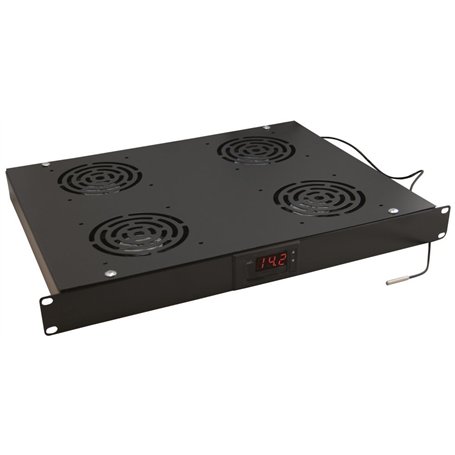 Waytex 37349 Plateau de 4 Ventilateurs avec Thermostat 19"