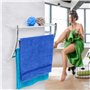Relaxdays 10020133 Étagère porte-serviette murale salle de bain toilette serviette acier chromé HxlxP 43 x 56 x 23 cm rangement 