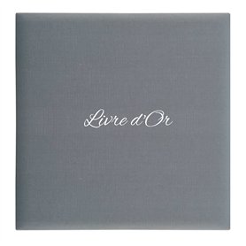 Livre d'or Gris effet toilé - Fabriqué en France - LDTG